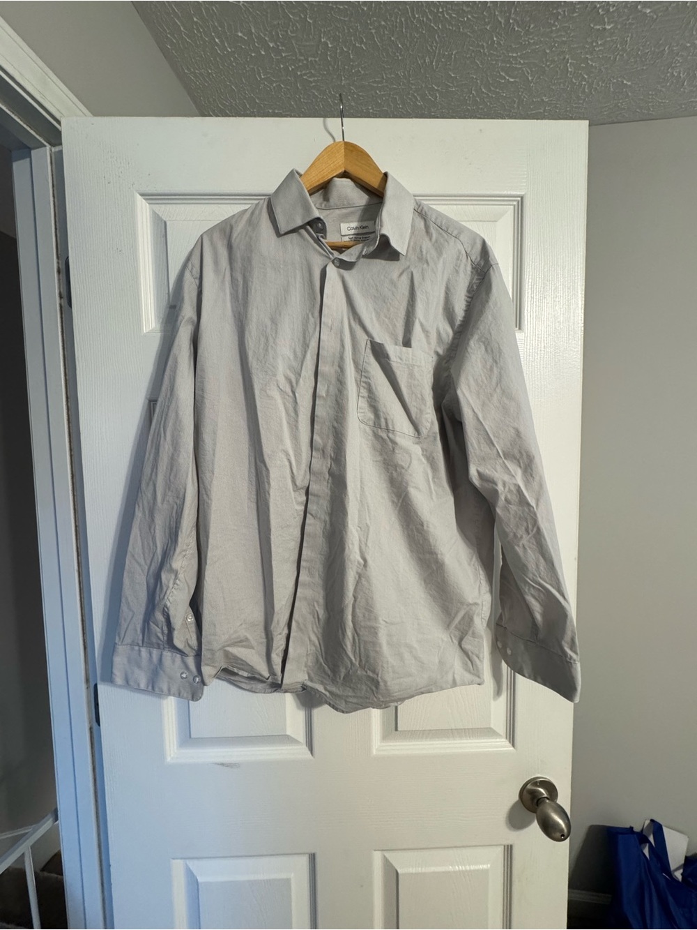 Calvin Klein Light Gray Striped Dress Shirt